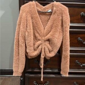 Elegant V-Neck Sweater in Soft Brown